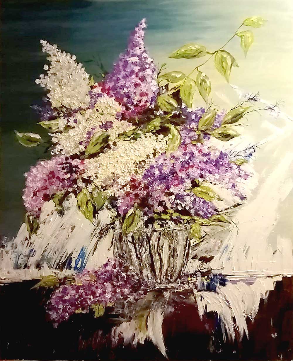 Flori de liliac - ulei pe pânză - 90x70 cm