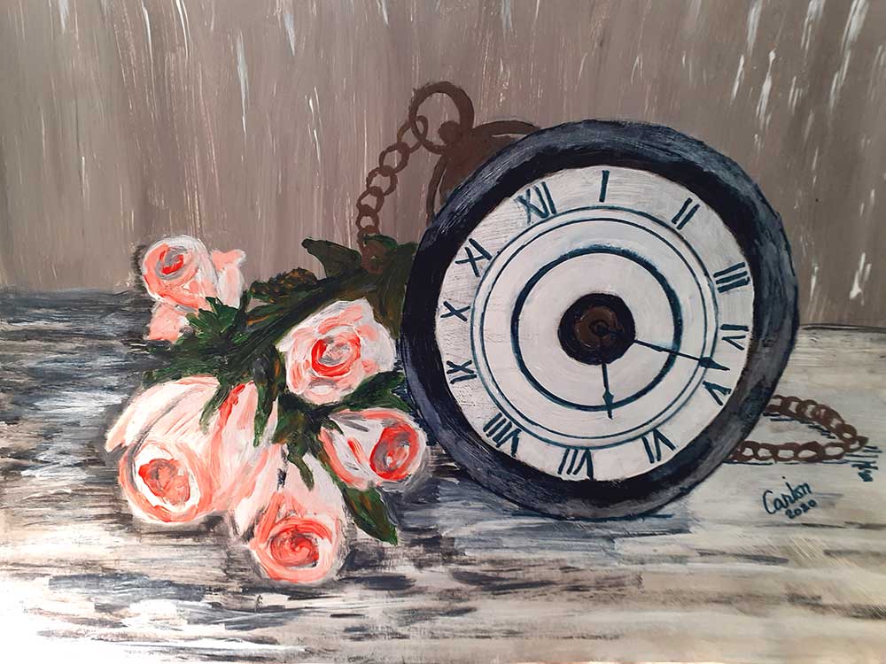 Timpul trandafirilor - acrilic pe carton - 30x50 cm