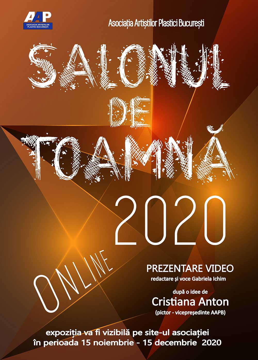 Afis AAPB - „SALONUL DE TOAMNĂ” - ONLINE - Bucureşti - 15 nov - 15 dec 2020