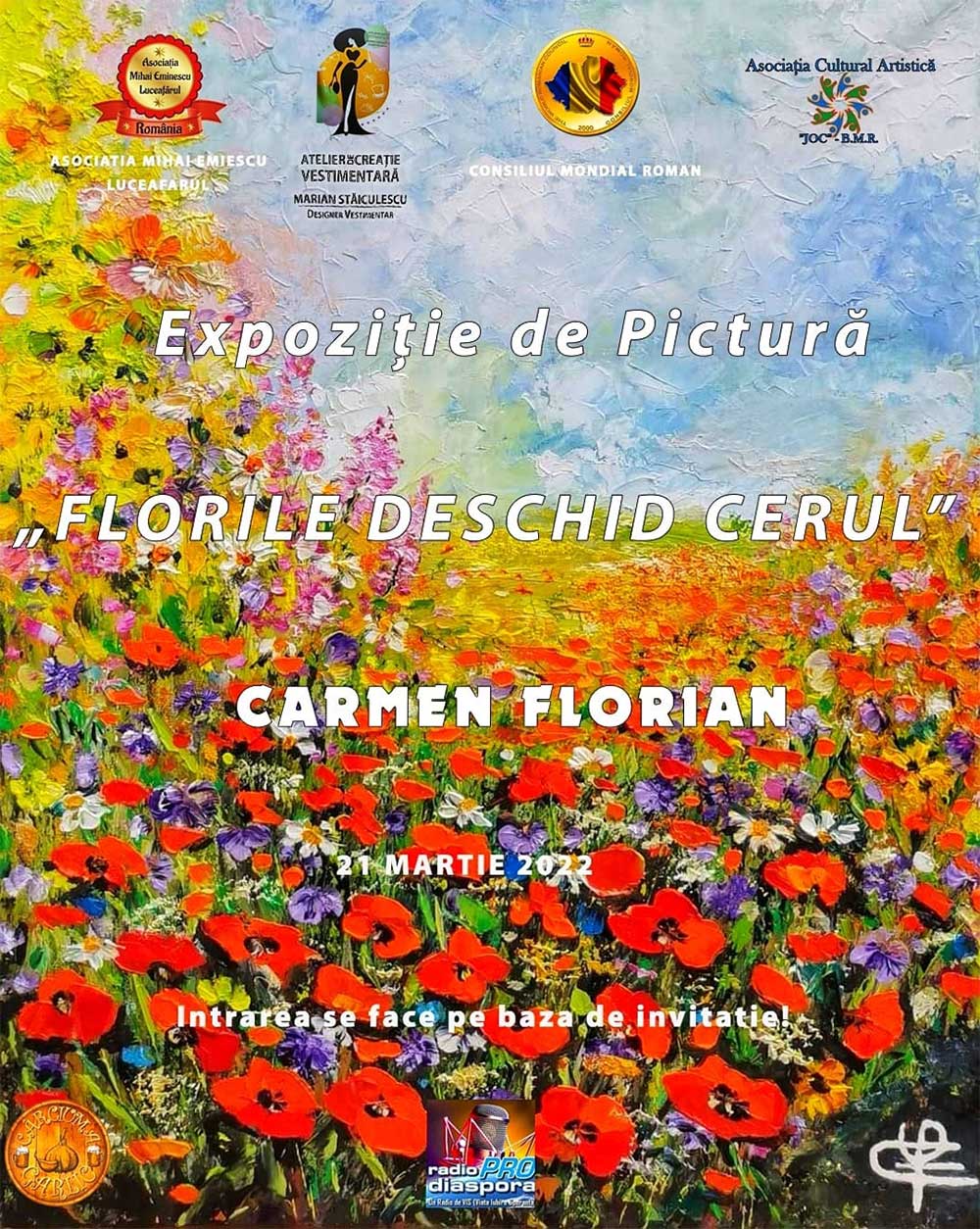 Afiş Carmen Florian - expoziţie de pictură şi lansare de album - (începând cu 21 martie) - Garlic Pub - Str. Mihai Eminescu, nr. 154, Bucureşti